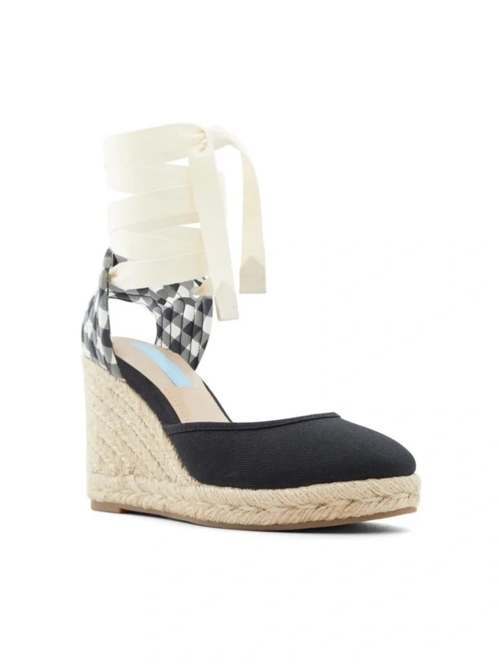 Draper James | Olivia Gingham Canvas Espadrille Wedges Black